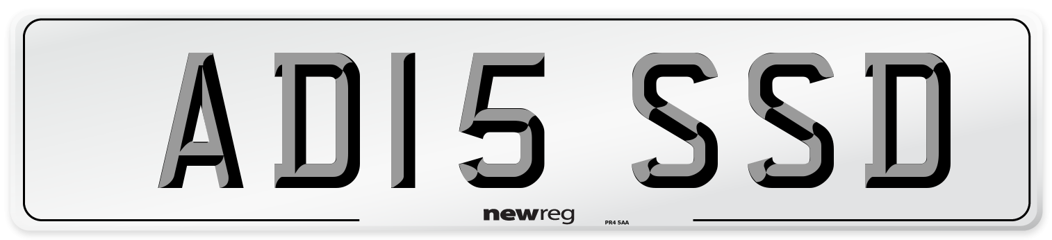 AD15 SSD Number Plate from New Reg